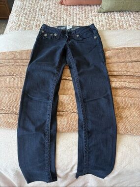 True Religion Women's Low-rise Skinny Jeans in Dark Blue Wash